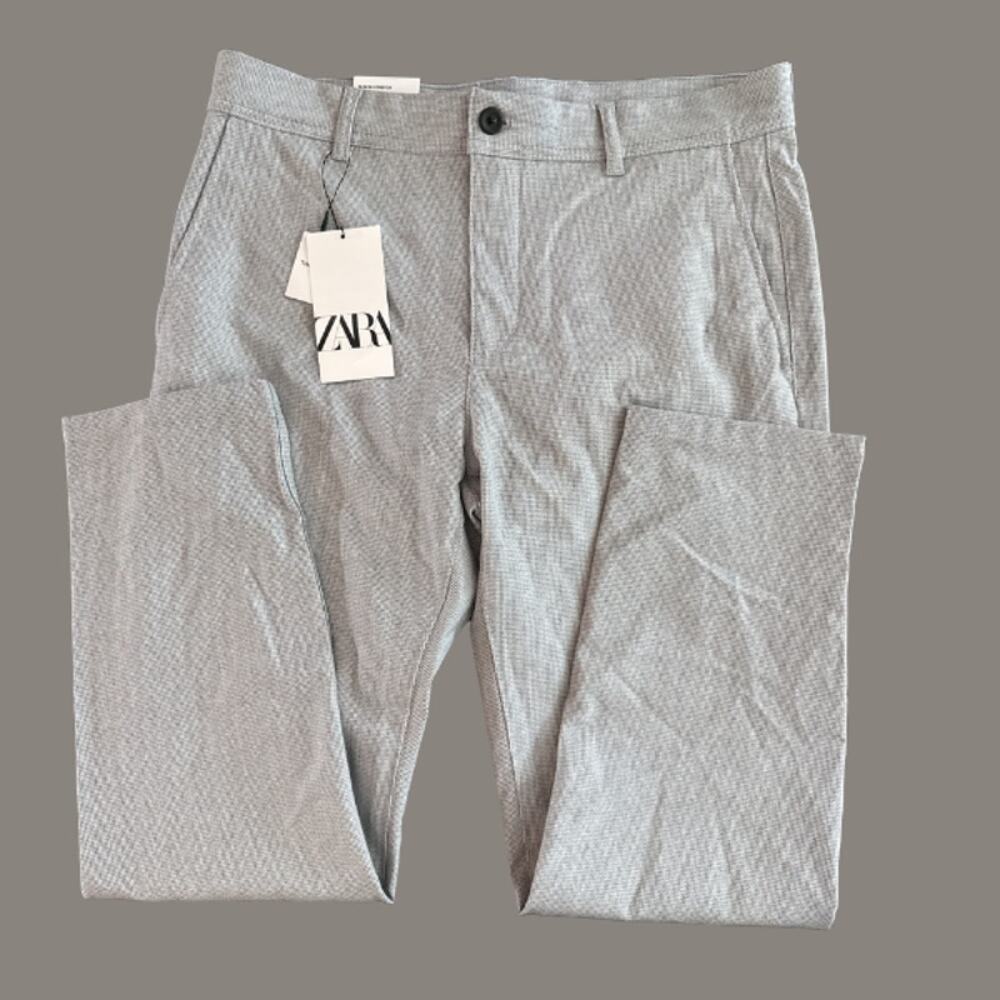NWT Zara The Melange Pant Slim Stretch Gray Trousers Bi-Stretch Size 31